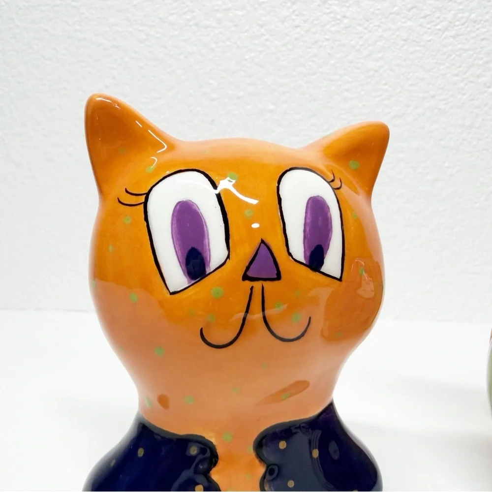 Vintage Pati Hand Painted Cat Salt Pepper Shakers